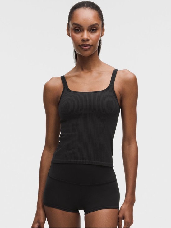 lululemon athletica Tops - Lululemon Ebb to Street Scoop-Neck Cropped Tank Top Light Support, size 10